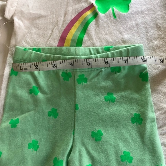 Cat & Jack Baby Girl Shamrock Rainbow Ruffle Long sleeves Pants Two Pc Set 18M - Picture 8 of 9